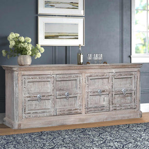 Extra Large 4 Door Solid Wood Dining Room Buffet Rustic Storage Cabinet