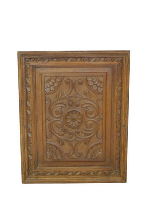 Vintage Wooden Carved Floral Wall Art Panel