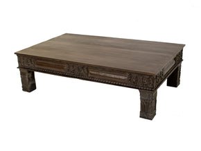 Transitional Style Carved Solid Wood 64 in. X 40 in. Large Coffee Table
