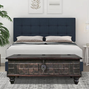 Rustic Solid Wood Bed End Chest With Metal Accents
