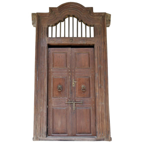 1800s Teak Wood 115 in. Tall Antique Door With Transom