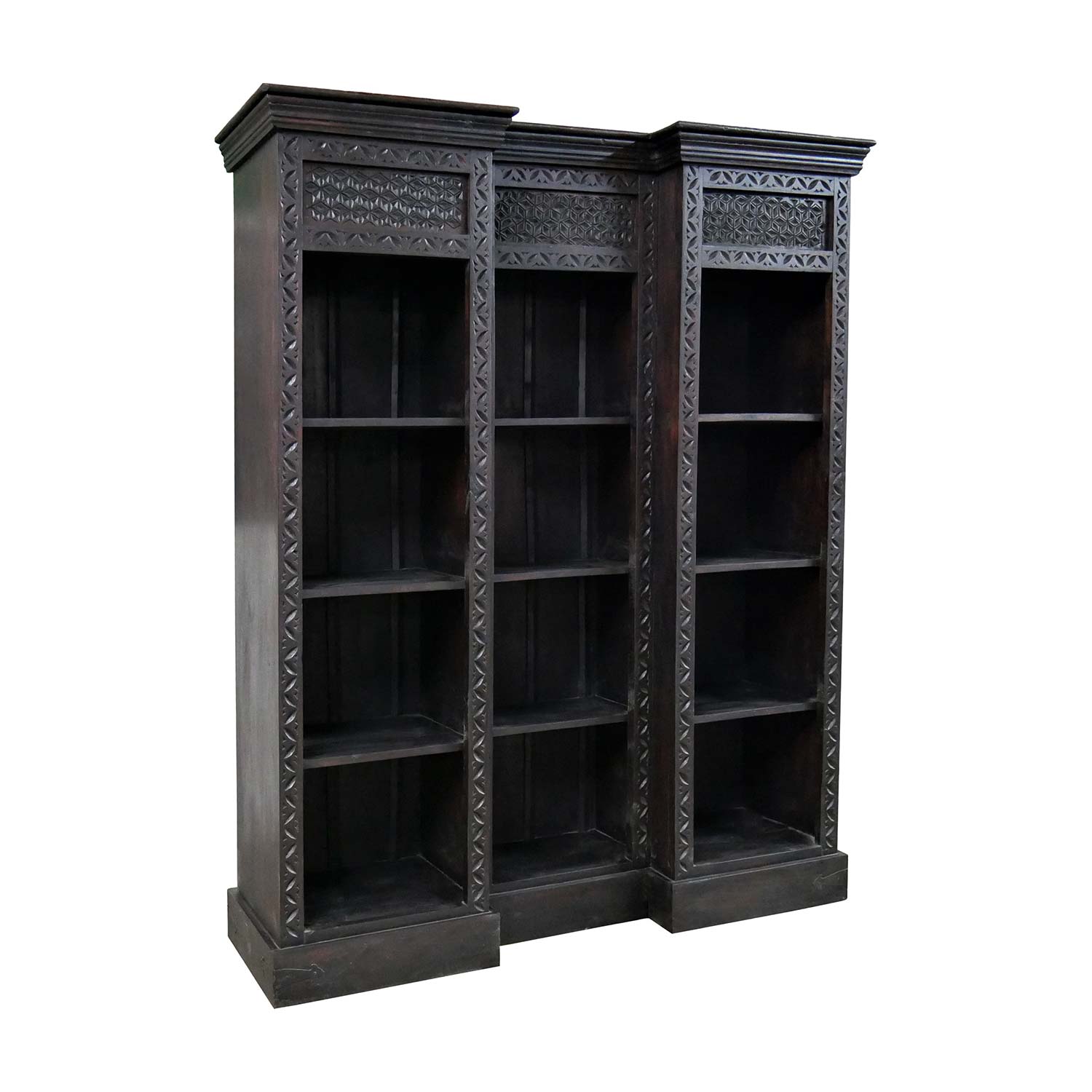 Transitional Bookcase Transitional Style Carved Mango Wood 57