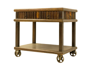 Farmhouse Style Solid Wood Tea / Bar Cart With Drawers