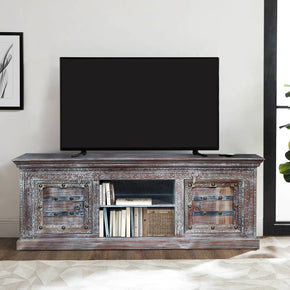Farmhouse Style 59" Long Distressed Wood Media Console