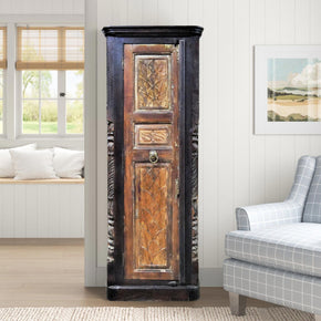 Antique Teak Wood Carved Door 83" Tall Armoire