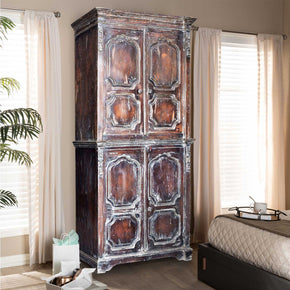 Elegant Solid Wood Distressed  Boho Chic Armoire