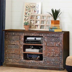 Vintage Carved 6 Drawers Solid Wood Dresser