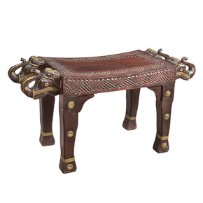 Carved Elephant Head Bench