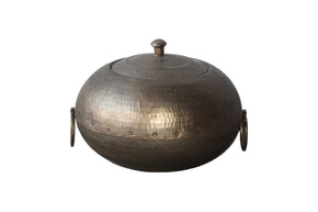 Vintage Hammered Metal Decorative Bowl With Lid