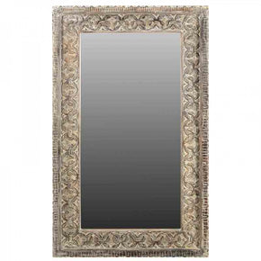 Boho Hand Carved Solid Wood Mirror Frame