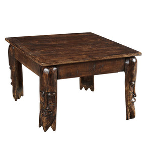 Tribal Mask Wooden End Table