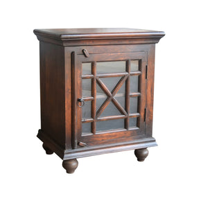 Wood Glass Pane Nightstand