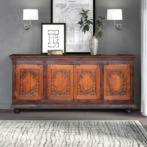 French Style 4 Door Solid Wood Sideboard