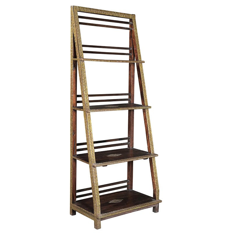 Unique Wood Display Rack With Brass Accents - Far Pavilions
