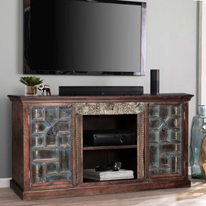 Distressed Blue Antique Door Media Console