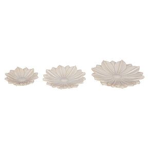 Lotus Carved Marble Platter Catchall, Set Of 3