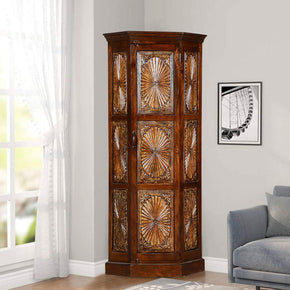 Unique Carved Corner Armoire Cabinet
