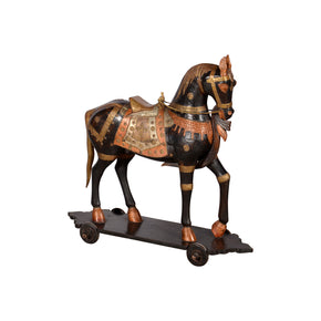 Unique Oversized Horse Sculpture With Metal Accents