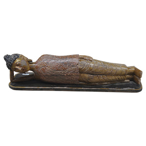 Vintage Carved Wood Reclining Buddha