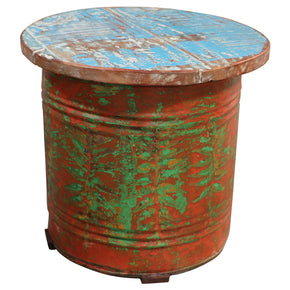 Rustic Barrel Stool End Table