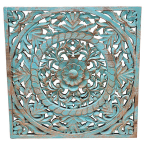 Lattice Carved Blue Wall Panel