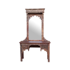 Unique Carved Antique Vanity With Mirror