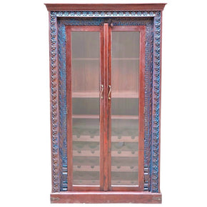 Carved Glass Door Bar Armoire