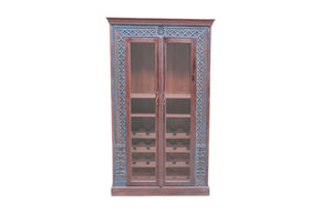 Carved Glass Door Bar Armoire