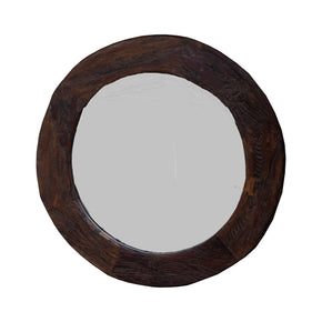 Country Style Vintage Wagon Wheel Upcycled 47" Round Rustic Mirror