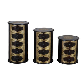 Round Chest Of Drawers With Brass Accents End Table