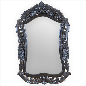 Hand Carved Wooden Floral Lattice 25 in. Tall Vanity Mirror