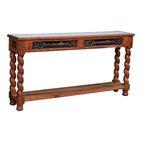 Twisted Leg Narrow Console With Marble Top