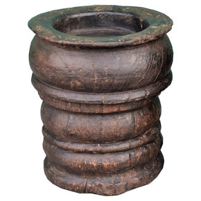 Vintage Wood Mortar Repurposed Candle Holder