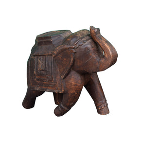 Vintage Hand Carved Distressed Elephant Statue