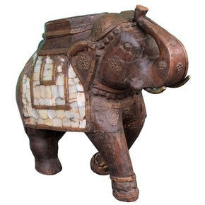 Elephant Figurine With Bone Accents