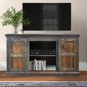 Rustic Antique 2-Door Solid Wood Media Console (FP)