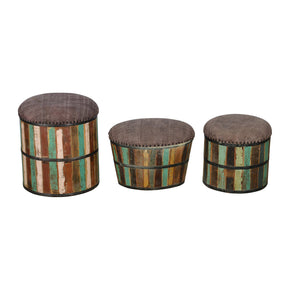 Reclaimed Wood Pouf With Storage