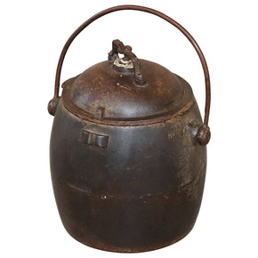 Antique Rustic Iron Double Walled Pressure Cooker With Lid