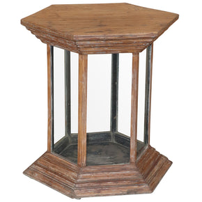 Vintage Teak Wood And Glass Display 30" Tall Foyer Table