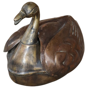 Vintage Brass Swan "Paan Daan" Box