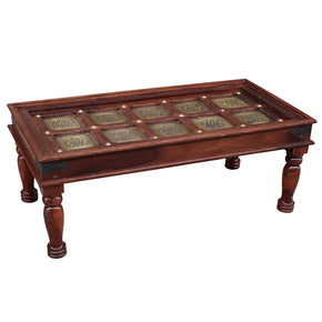 Brass Tile Door Top Solid Wood Coffee Table