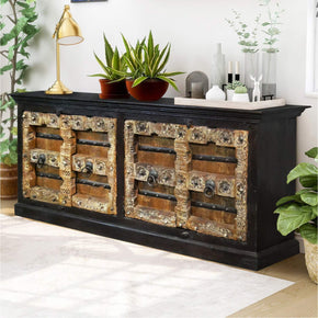 Spanish Colonial Style Carved 4-Door Solid Wood Extra Large Sideboard