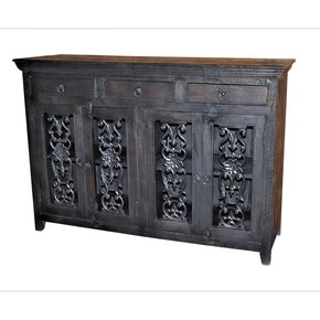 Ranch Style Metal Grill Sideboard Cabinet With 4 Doors