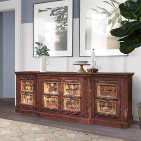 Distressed Rustic Reclaimed Wood 4 Door Extra Large Sideboard