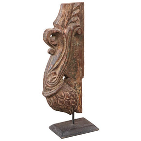 Rustic Carved Corbel On Metal Stand