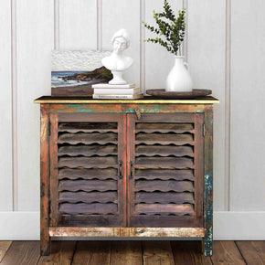 Reclaimed Wood 2-Door Louvered Shutter Cabinet