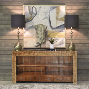 Famhouse Carved Doorframe Repurposed Solid Wood Large Hall Table