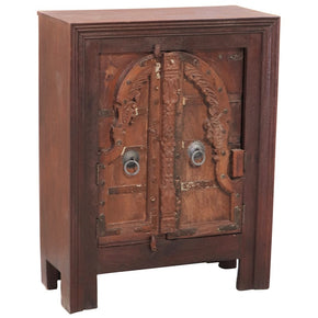 Arched Solid Teak Wood Antique 2-Door Storage Cabinet