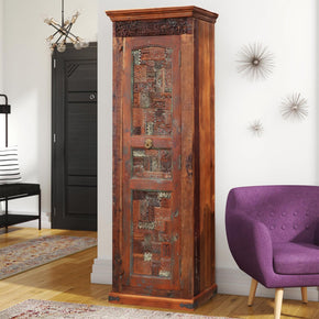 Unique Salvaged Carvings Farmhouse Armoire