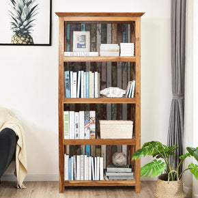 4 Shelves Reclaimed Wood Display Bookcase